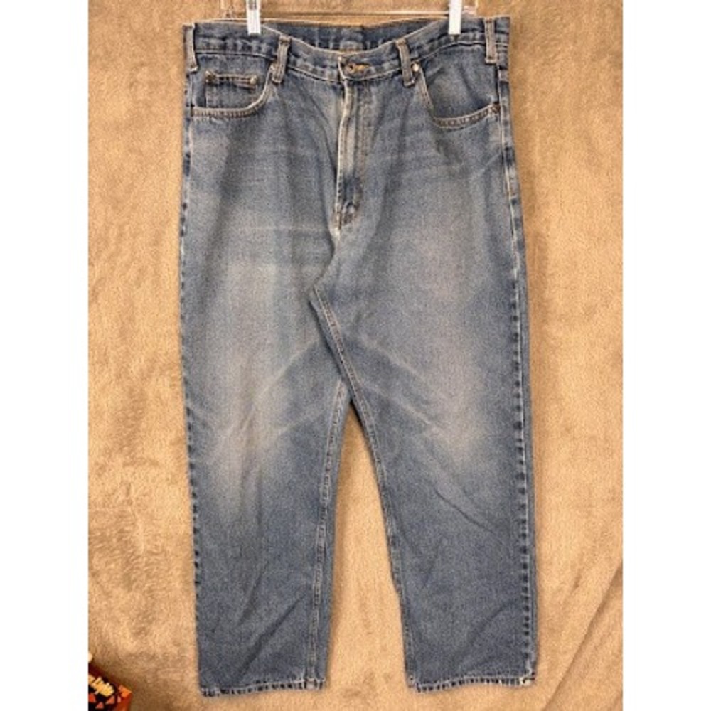 Full‎ Blue Mens Straight Leg Jeans Medium Wash Denim 38x32 Relaxed Fit Cotton